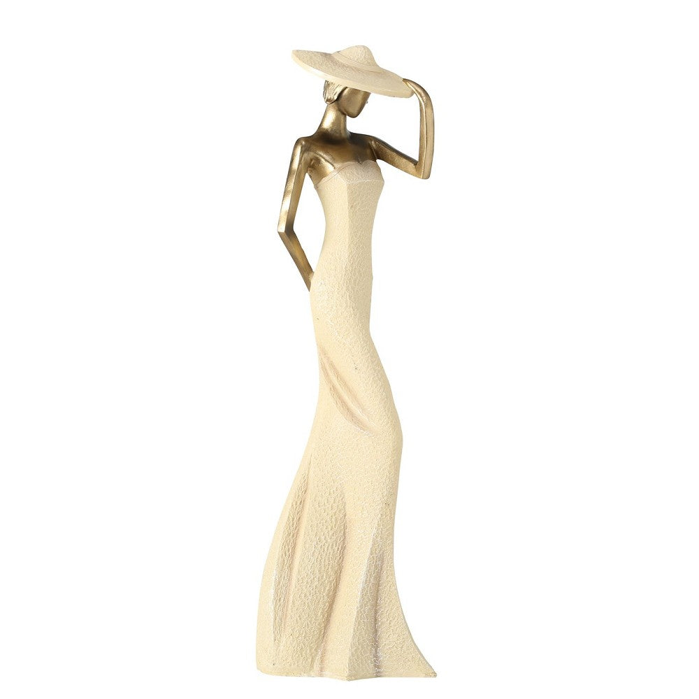 Figur Smilla Frau H 50 cm Antikgold Cremeweiß handgearbeitet