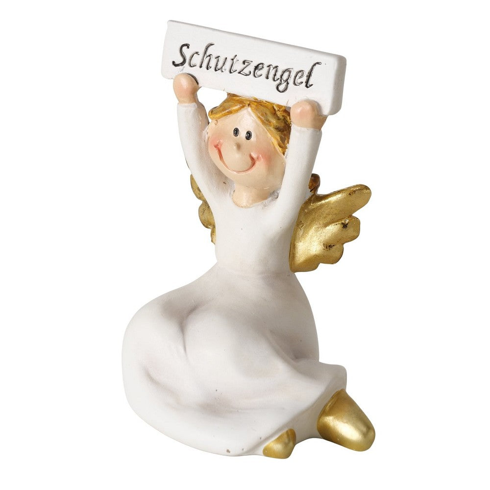 Figur Swontje Schutzengel Weiß H 8 cm handgemalt Glücksbringer