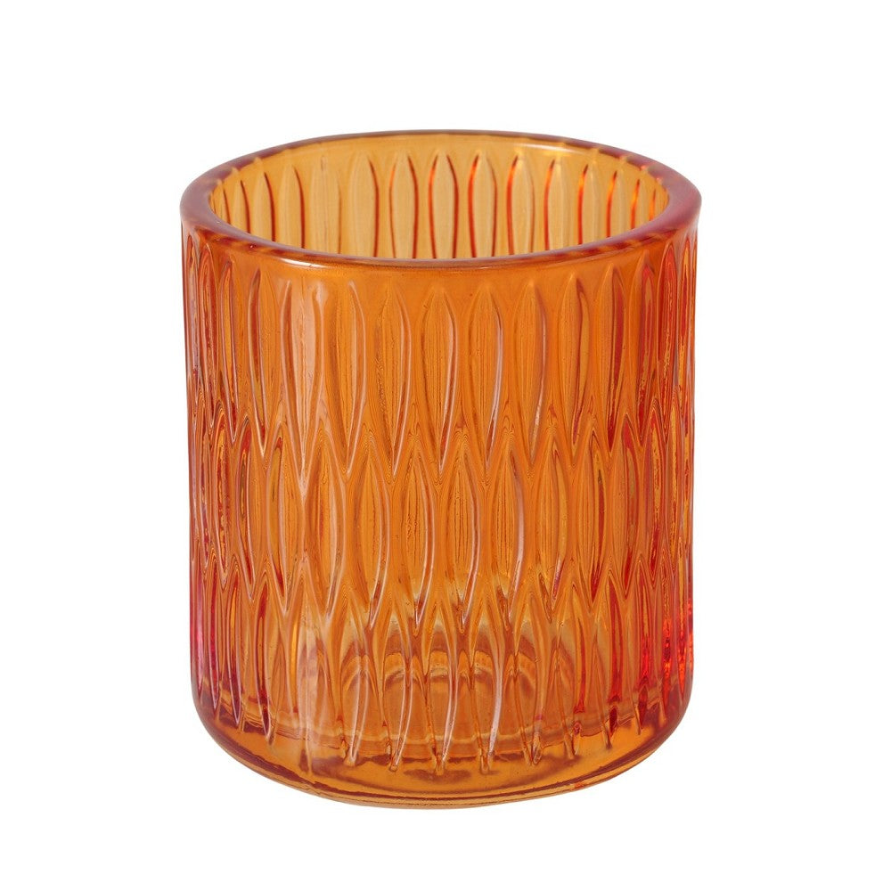 Windlicht Structa Rund H 9 cm Glanz mechanisch gefertigt orange