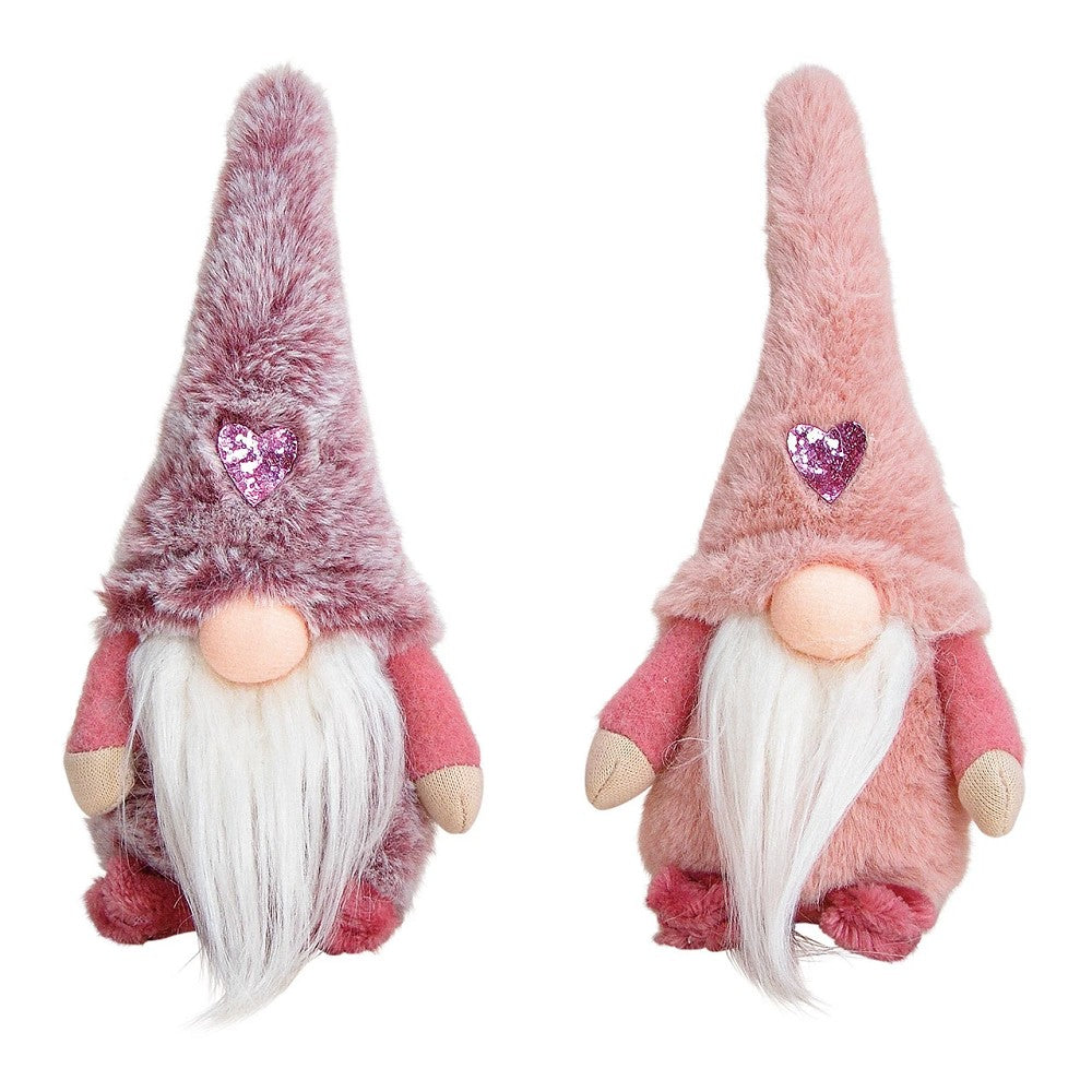 Wichtel aus Textil Pink Rosa H 19 cm Weiß Winterdeko gemütlich