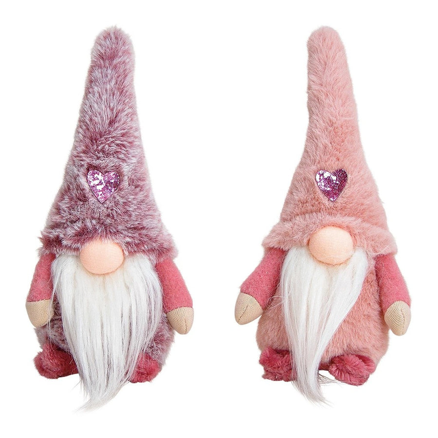 Wichtel aus Textil Pink Rosa H 19 cm Weiß Winterdeko gemütlich
