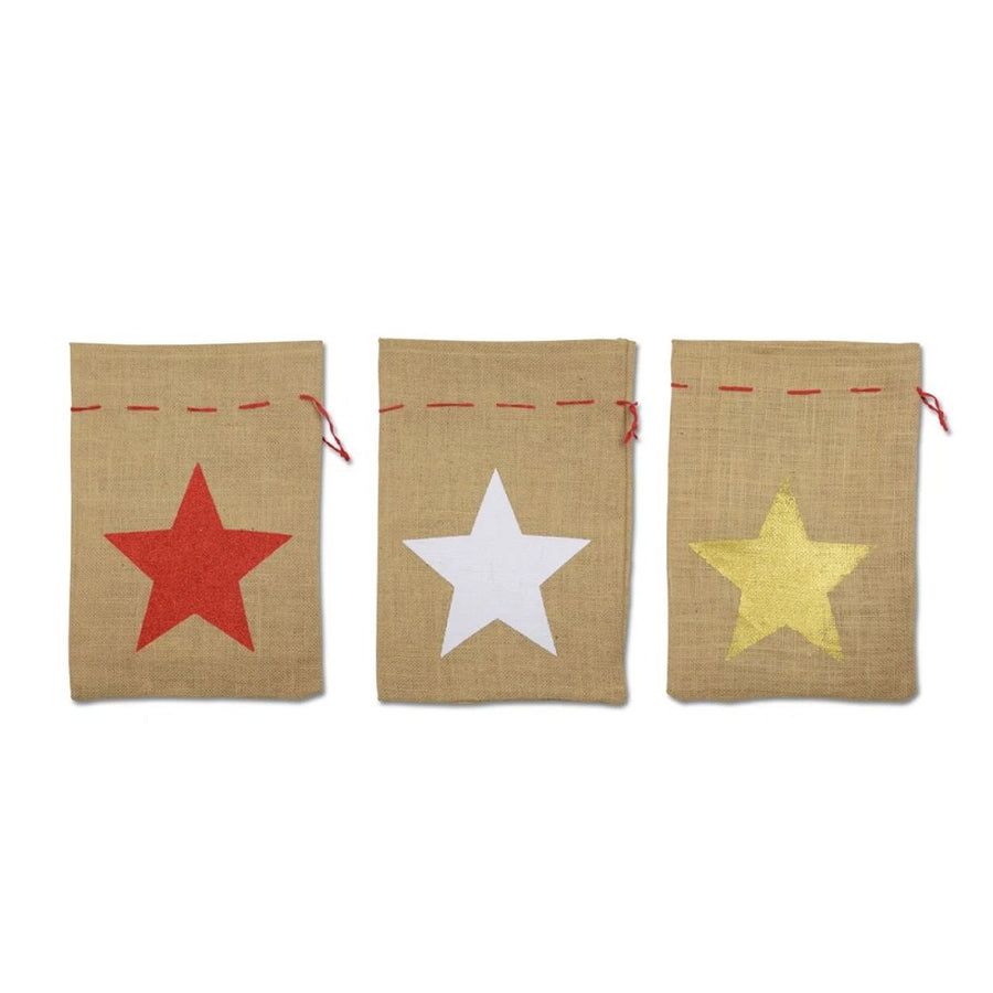 Nikolaus-Sack mit Druck Stern Jute 25x35cm natur festlich
