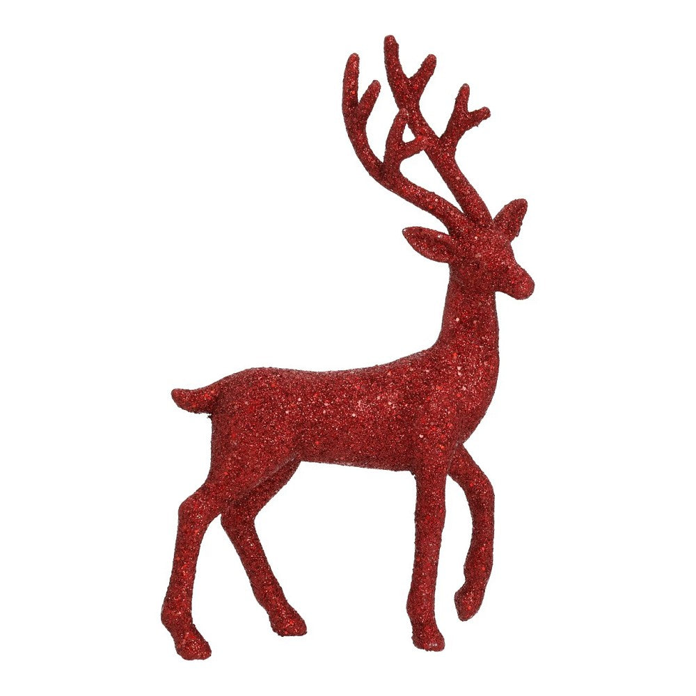 Hirsch glitzernd Kunststoff Rot H 26 cm Weihnachtsdeko funkelnd