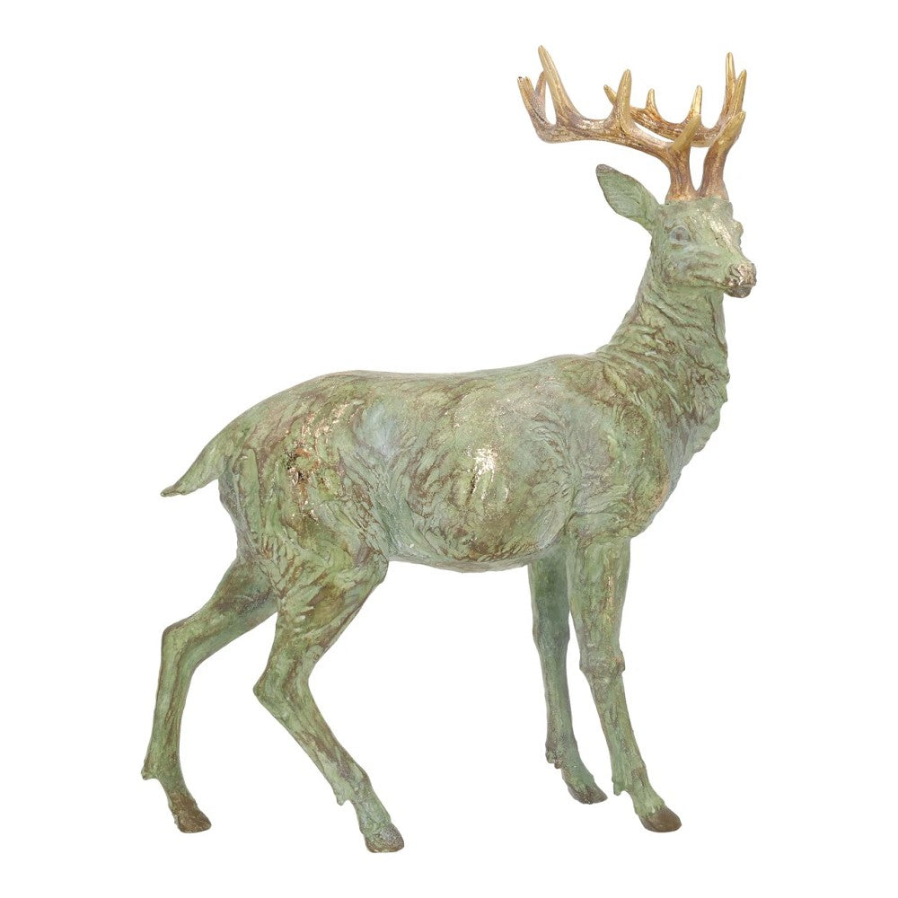 Hirsch aus Poly Grün H 43 cm imposant naturverbunden