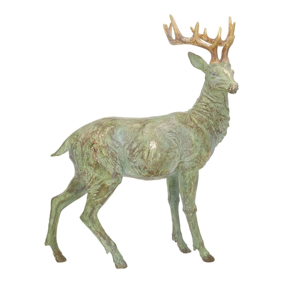 Hirsch aus Poly Grün H 43 cm imposant naturverbunden