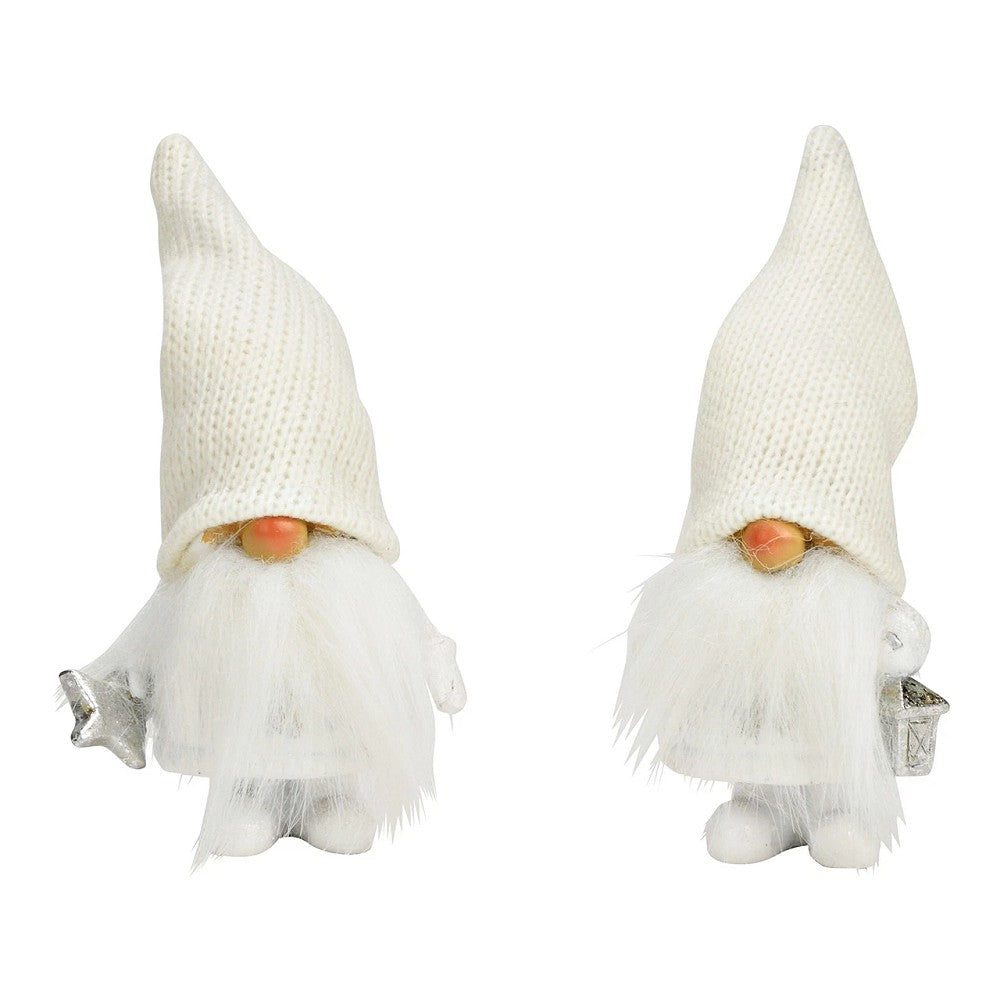 Wichtel mit Laterne Stern Poly Weiß H 8 cm Weihnachtsdeko