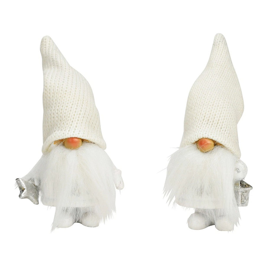 Wichtel mit Laterne Stern Poly Weiß H 8 cm Weihnachtsdeko