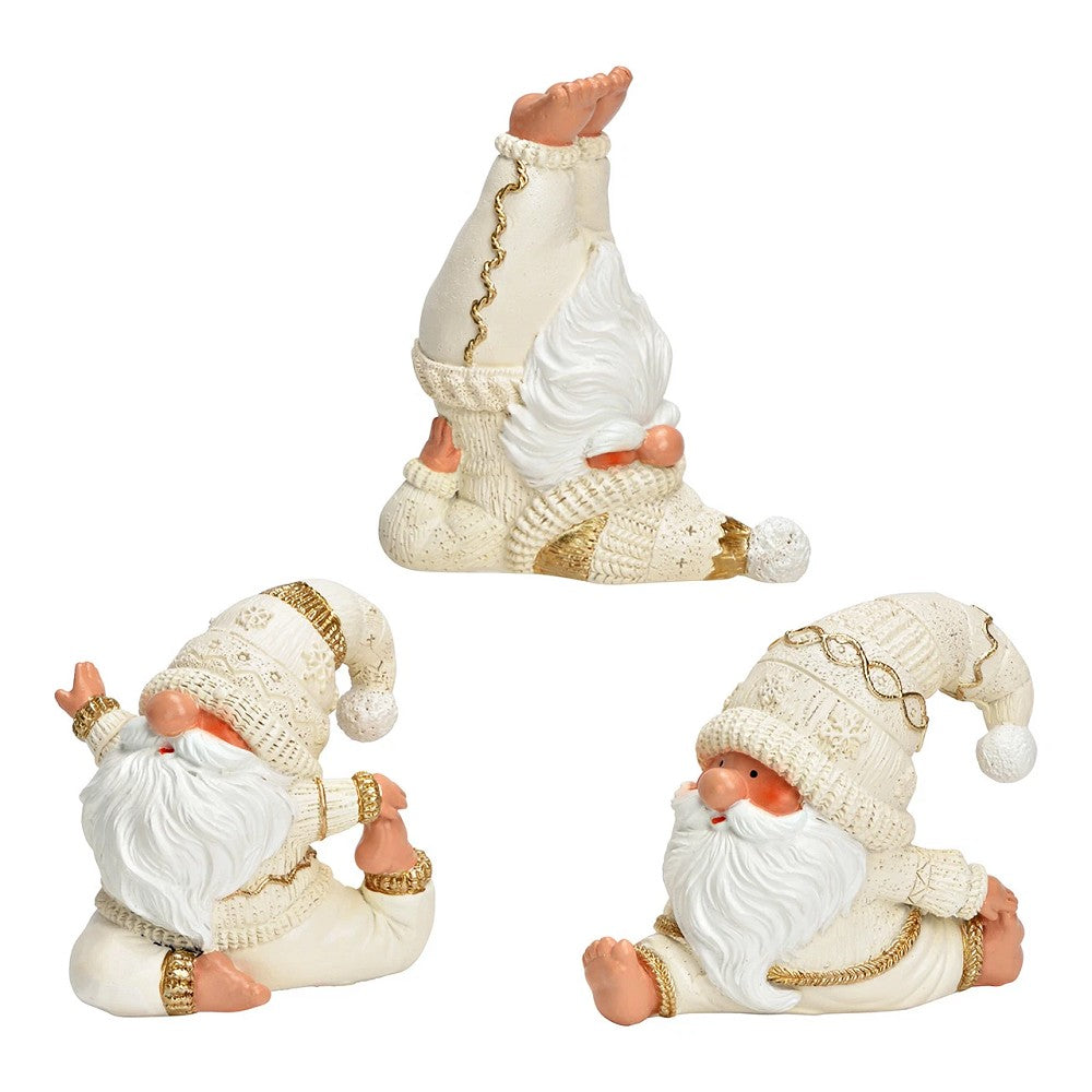 Yoga Wichtel Poly Weiß H 7 cm charmant entspannt