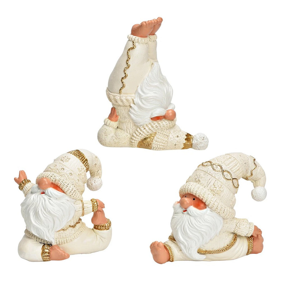 Yoga Wichtel Poly Weiß H 7 cm charmant entspannt