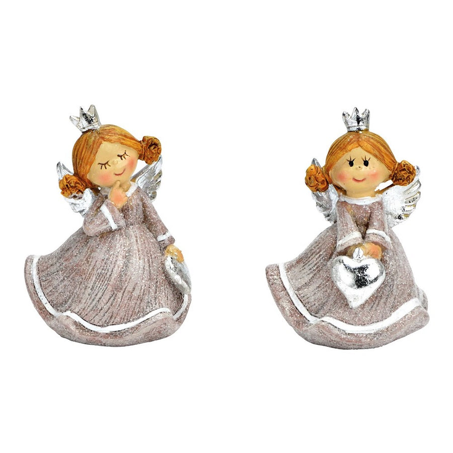 Engel mit Glitter aus Poly Braun H 7 cm funkelnd Weihnachtsdeko