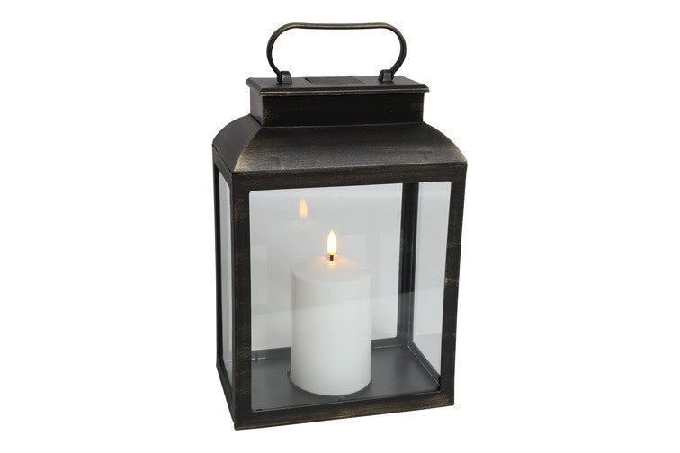 LED Laterne Linas L Grau H 30 cm Warmweiß Timer Außenbereich