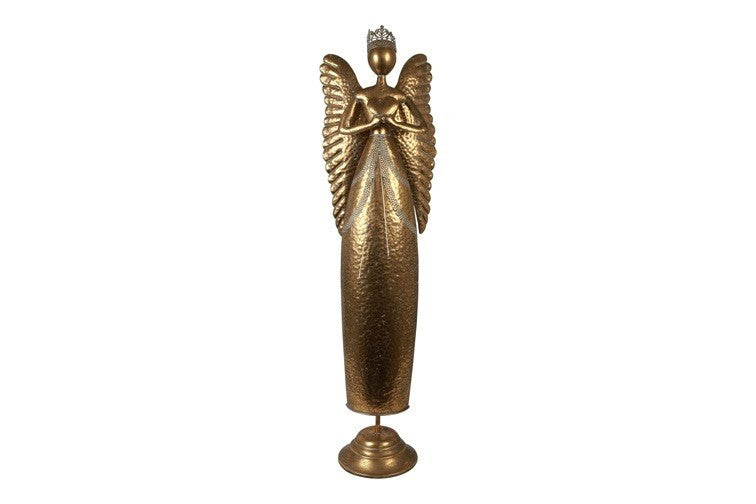 Engel Lindy M Gold H 143,5 cm gehämmert Krone Flügel imposant