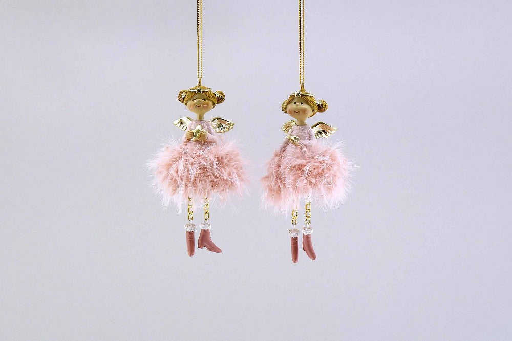 Poly Stoff-Engel Rosa Champagner H 11 cm Christbaumschmuck zart