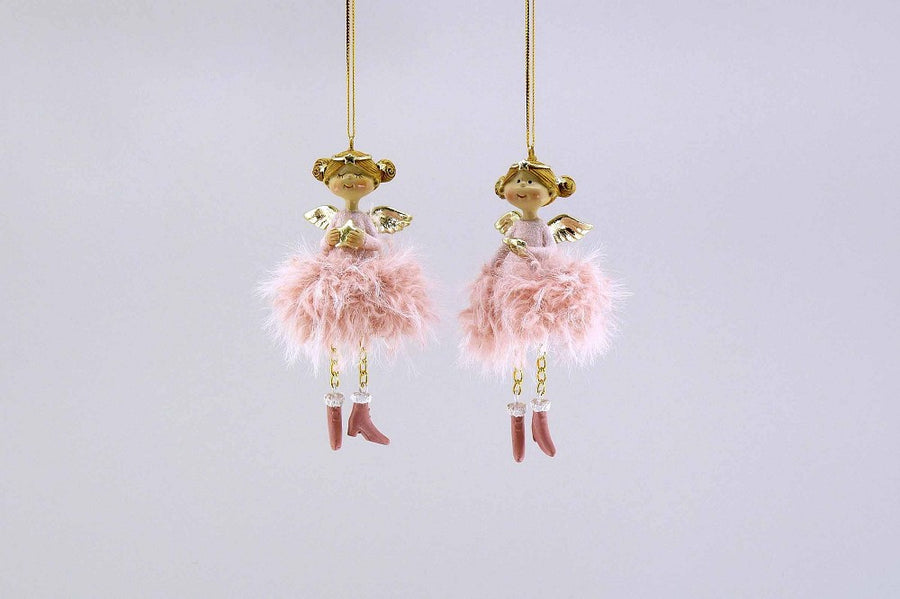 Poly Stoff-Engel Rosa Champagner H 11 cm Christbaumschmuck zart