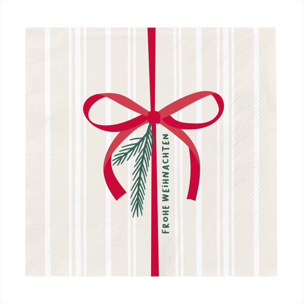 Servietten Frohe Weihnachten Geschenkband Grafik Werkstatt elegant