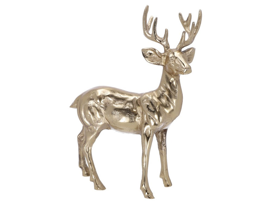 Hirsch Aluguss Gold hell H 60 cm imposant elegant