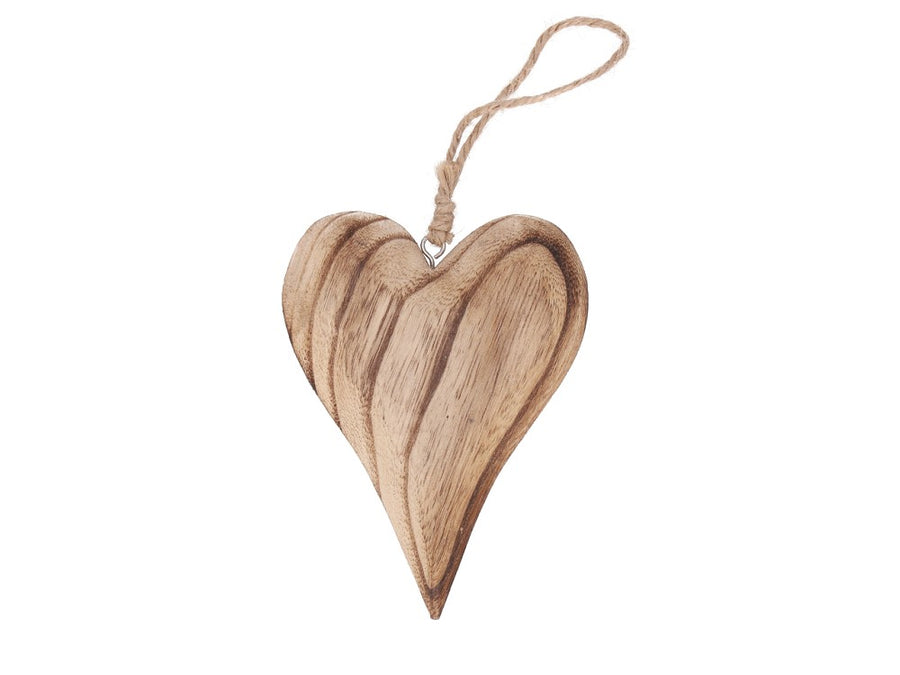 Herz Holz zum Hängen Natur H 10 cm handgeschnitzt rustikal