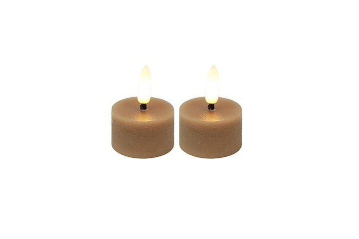 Countryfield LED Kerze Lyon rustikal beige 2er Set in runder Form
