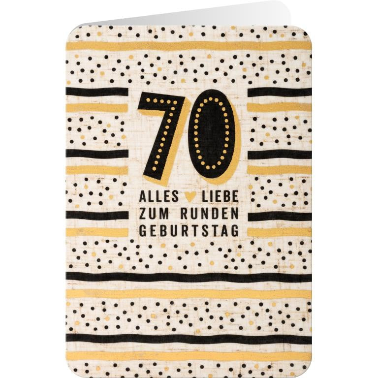 Grußkarte Alles Liebe 70 Leinen mit Punkte- und Streifenmuster