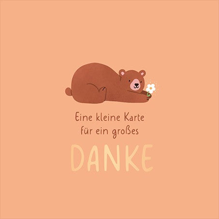 QuadrART Doppelkarte Danke mit Bär und Blume