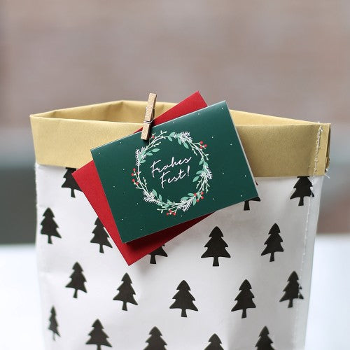 Mini Card Frohes Fest als Weihnachtsgruß im Querformat