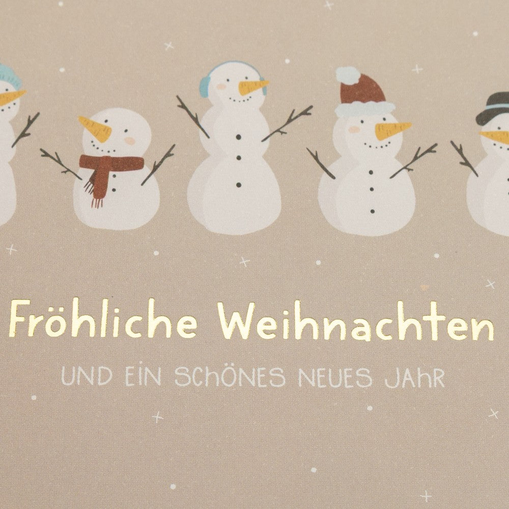 QuadrART Doppelkarte Weihnachten Schneemänner quadratisch mit Weihnachtsgruß und Kuvert