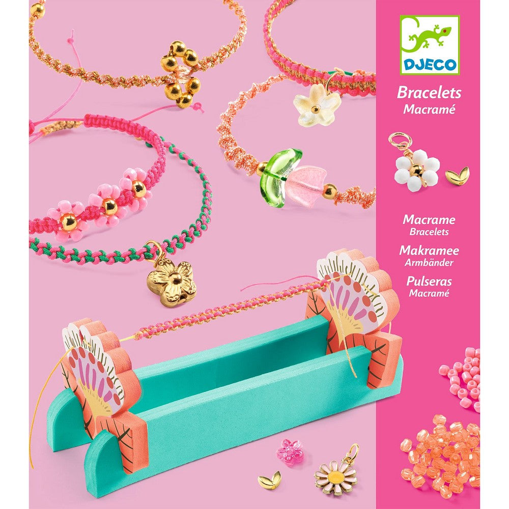 Makramee-Armbänder Djeco Kreativset rosa mit Perlen und Charms