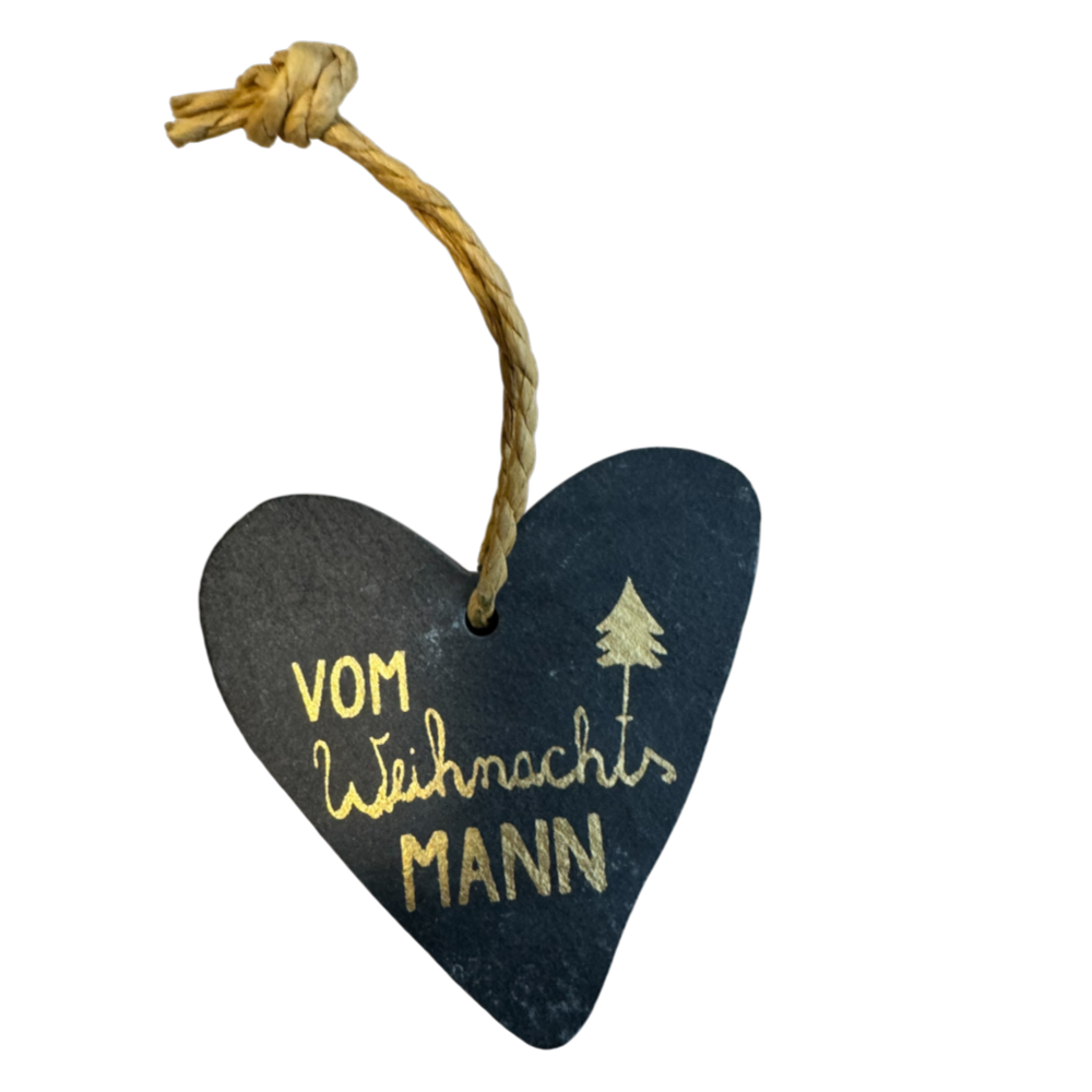 Schieferanhänger Herz Vom Weihnachtsmann Good old friends Christbaumschmuck
