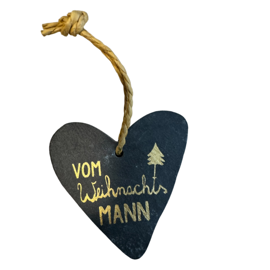 Schieferanhänger Herz Vom Weihnachtsmann Good old friends Christbaumschmuck