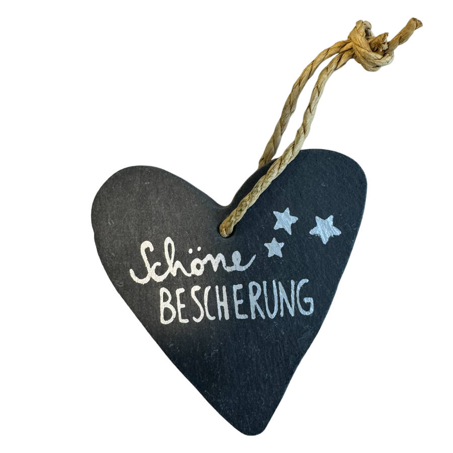 Schieferanhänger Herz Schöne Bescherung Good old friends Christbaumschmuck