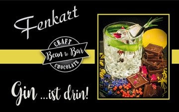 Fenkart Gin... ist drin! Edelbitterschokolade - Bean to Bar Schokolade mit cremiger Gin-Trüffelfüllung und botanischen Gewürzen