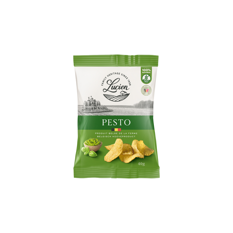 Kartoffelchips Classic Pesto 100% Natural, 40g knusprige Chips mit Pestogeschmack