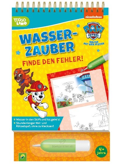 PAW Patrol Wasserzauber "Finde den Fehler" Buch mit Wassertankstift, magisches Rätselbuch für Kinder ab 4 Jahren