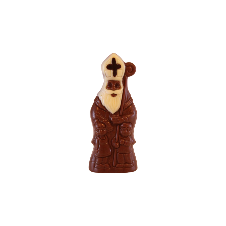 Mini Bischof mit Kindern Weihnachts-Schokolade aus Edelvollmilchschokolade, 25g in Cello verpackt