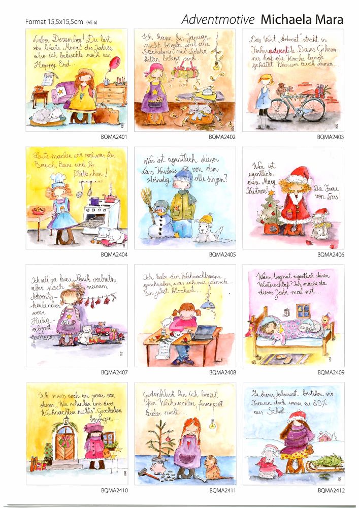 Michaela Mara Adventkalender 24 Motive geöffnetes Türchen mit Kunstwerk