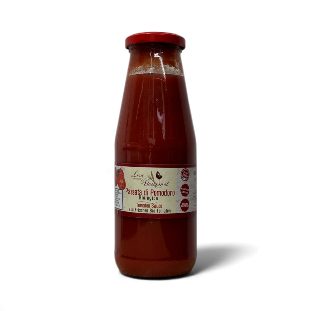Live Gourmet Passata Pomodoro Biologica Bio - Tomatensauce aus 100% handgepflückten frischen Bio-Tomaten aus biologischem Anbau in Italien