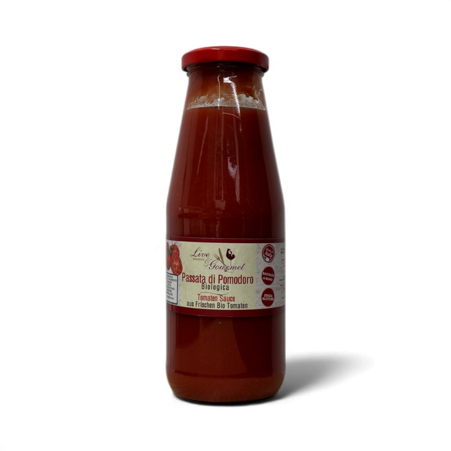Live Gourmet Passata Pomodoro Biologica Bio - Tomatensauce aus 100% handgepflückten frischen Bio-Tomaten aus biologischem Anbau in Italien