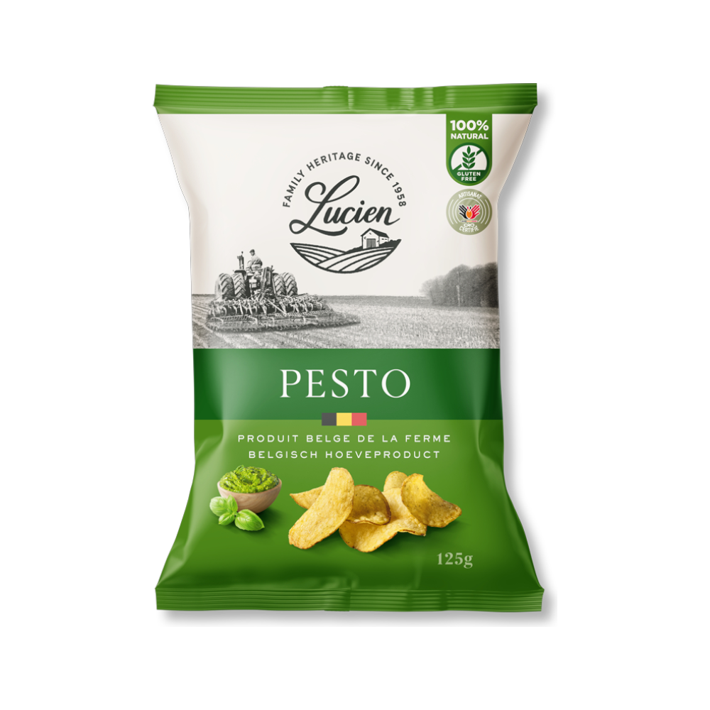 Lucien Classic Chips Pesto - knusprige Kartoffelchips 40g mit mediterraner Kräutermischung aus Basilikum, Rosmarin und Oregano