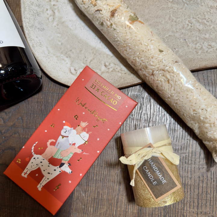 Weihnachts Geschenkbox Zweigelt Inhalt – Achs Werner Wein, Felicetti, DeWi, Sonnentor