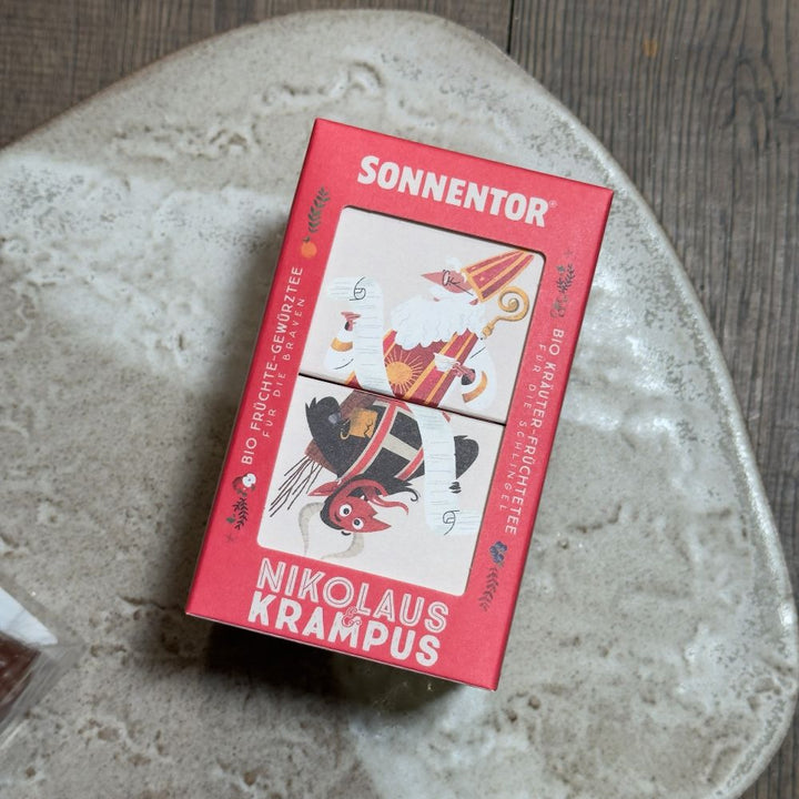 Nikolaus Geschenkbox mit Tee Mini Bischof und Deko