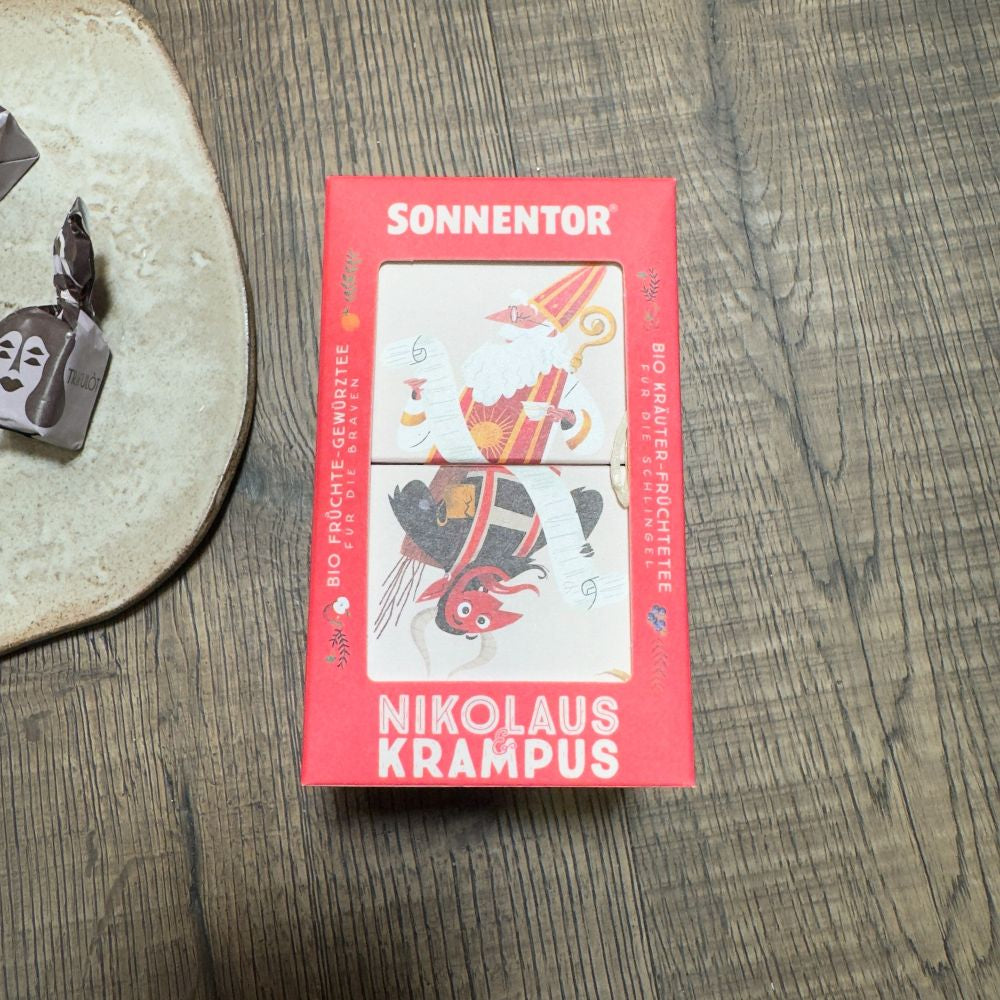 Nikolaus Geschenkset mit Tee Santa Mütze und Tartufo