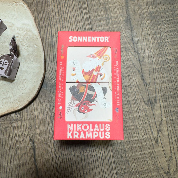 Nikolaus Geschenkset mit Tee Santa Mütze und Tartufo