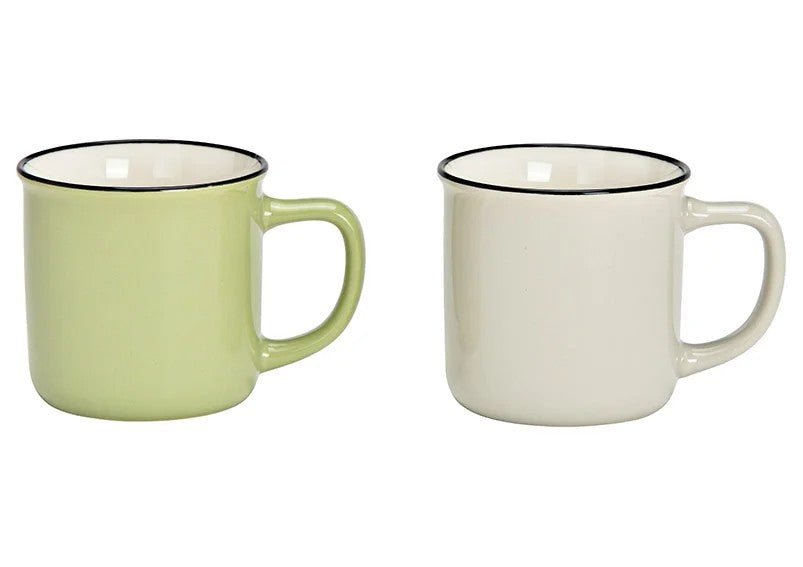 Becher aus Porzellan grün 2 - fach, (B/H/T) 12x8x9cm 330ml - Weinatelier Agnes