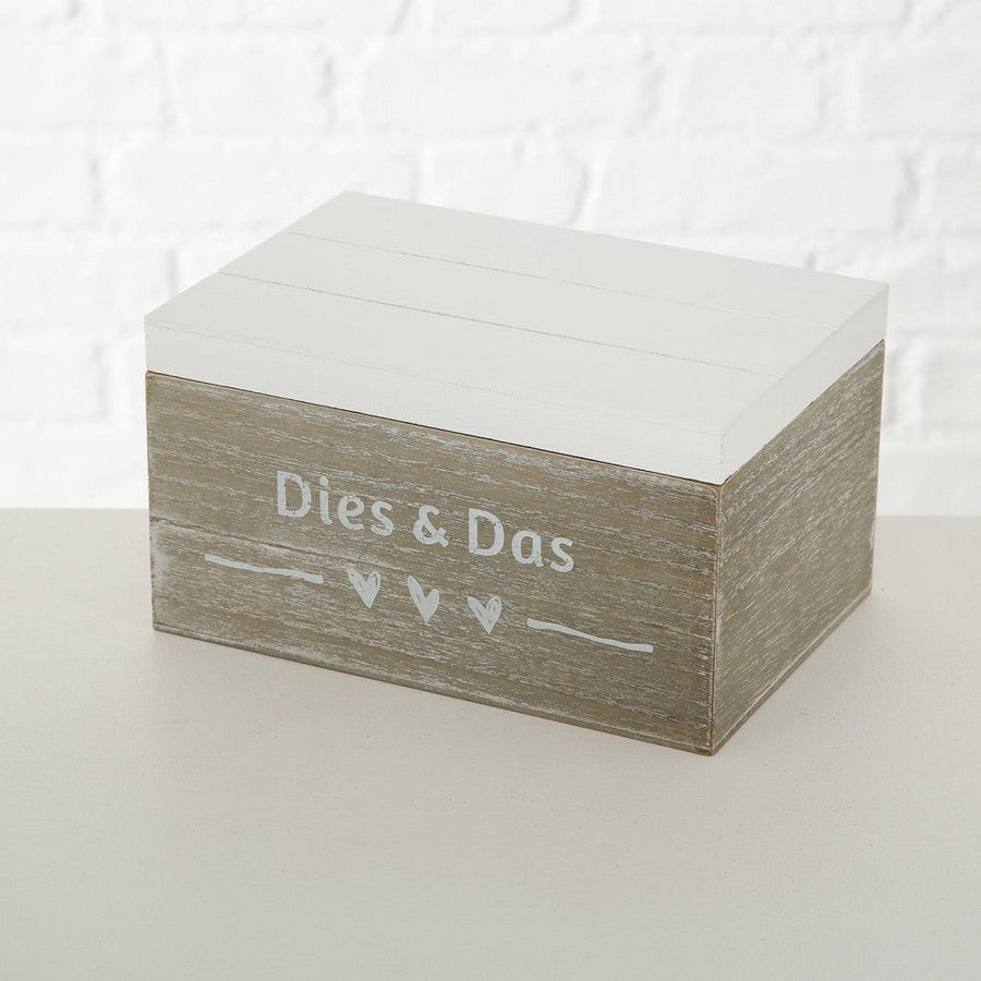 Box Carola mit Text "Dies & Das", H 12 cm - Weinatelier Agnes