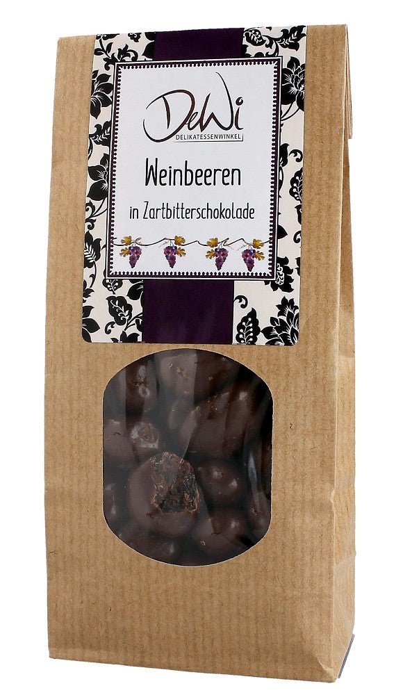 DeWi, Weinbeeren in Zartbitterschokolade, 150g - Weinatelier Agnes