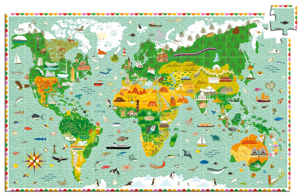 Djeco, Puzzle - Reise um die Welt - 200 pcs. - Weinatelier Agnes
