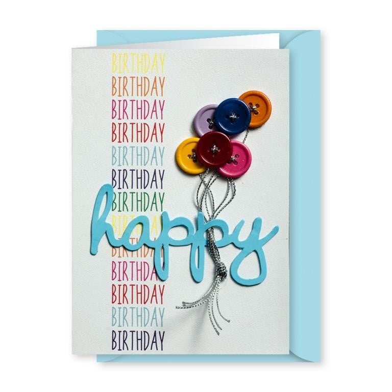 GRUSS & CO, Karte Knopf 03 - Happy Birthday - Weinatelier Agnes
