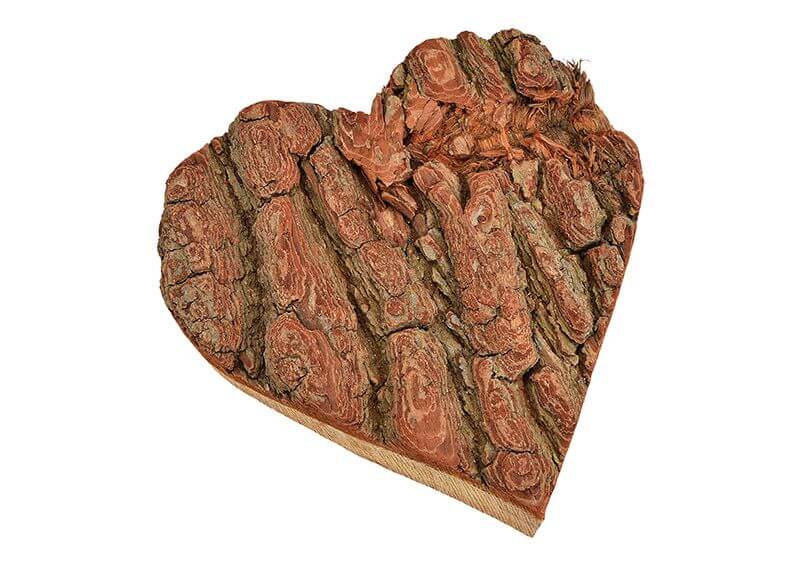 Herz Holz Rinde aus Holz Natur (B/H/T) 20x20x4cm - Weinatelier Agnes