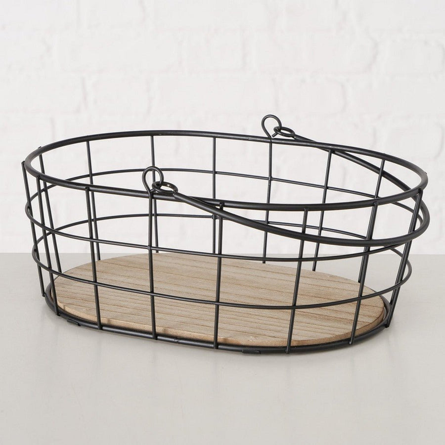 Korb Noriga, Deko, Oval, H 10 cm, MDF, Eisen lackiert - Weinatelier Agnes