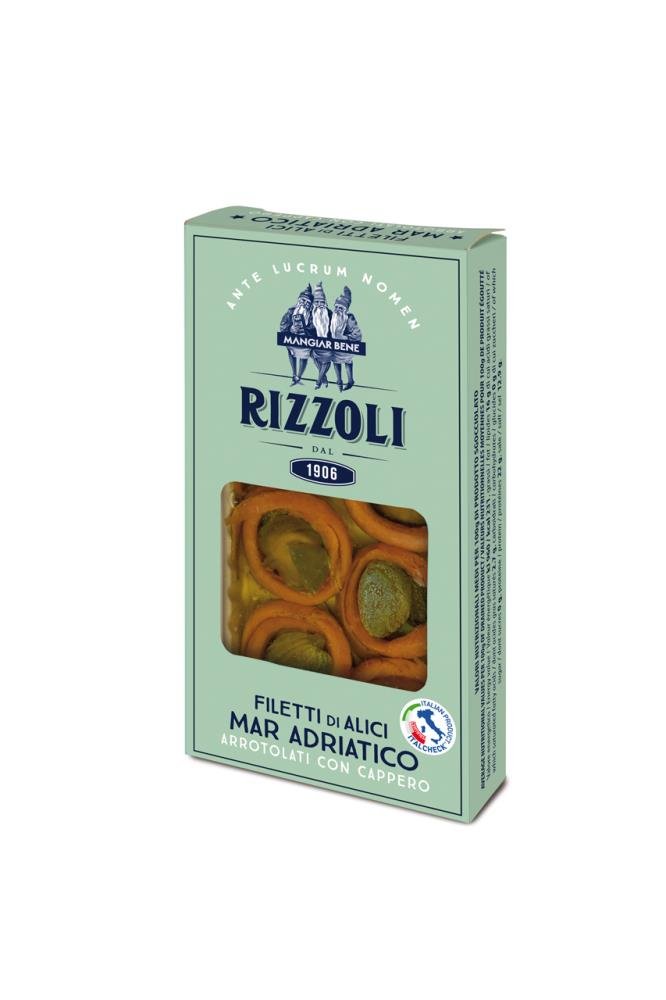 Rizzoli, Filetti di Alici Mar arrotolati con cappero, 40 g - Weinatelier Agnes